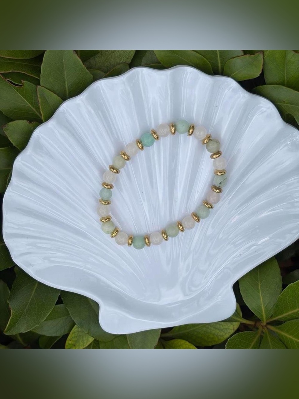 Aventurine + Rose Quartz Stack Bracelet – Handmade Stretch Bracelet 💚🩷